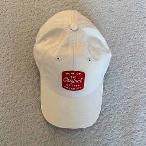 Cream Chick Fil A Baseball Cap with Red Patch